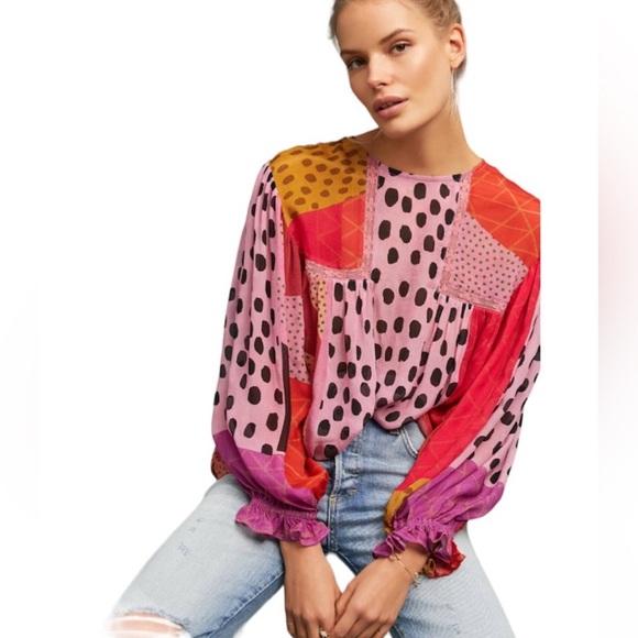 Anthropologie Tops - Anthropologie Bl^nk London Miranda Peasant Blouse, XL